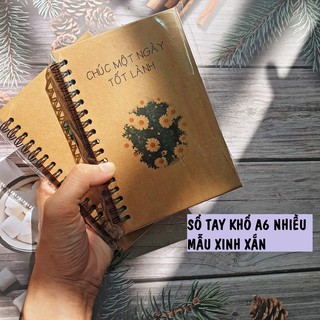 Sổ tay giấy kraft A6 bìa cứng in hình vintage