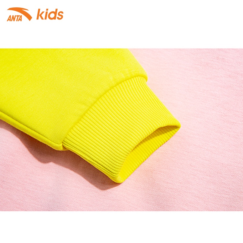 Áo khoác nỉ có mũ thời trang phối màu nữ tính Anta Kids 362019726-2