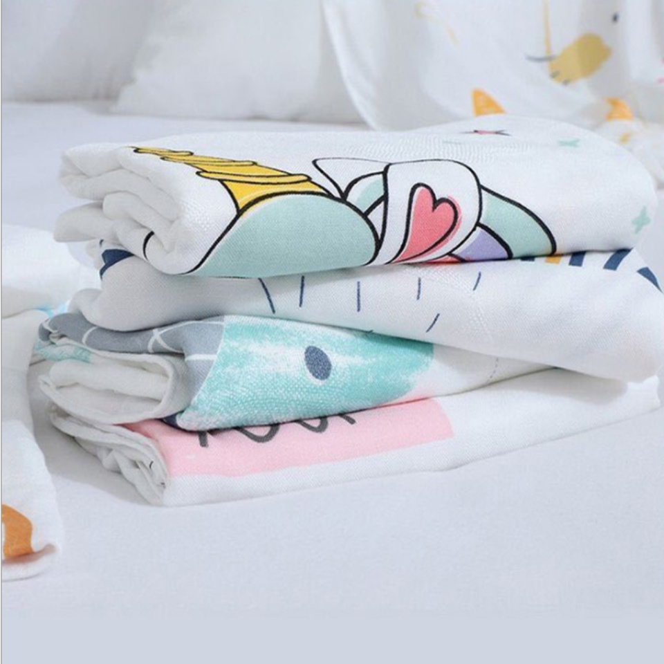Chăn/Mền Lụa Cho Bé - Khăn Cotton Mỏng Mềm Cho Bé
