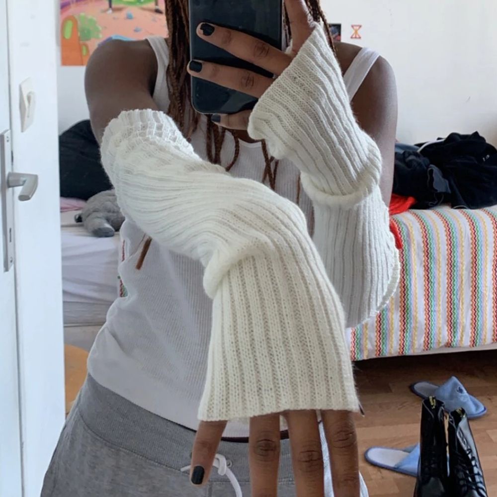 Găng tay len mềm hở ngón giữ ấm co giãn thiết kế đơn giản thời trang cho nữ