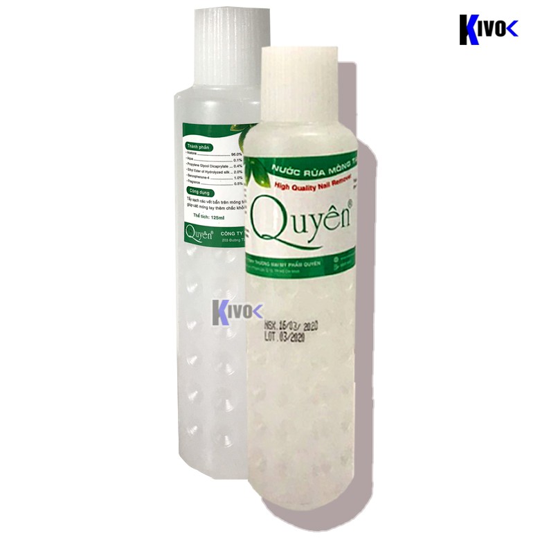 Nước Rửa Móng Tay Móng Chân Quyên / Tẩy Sơn Móng - Nuôi Dưỡng Móng - Dung Dịch Acetone Chai 125ml - Kivo