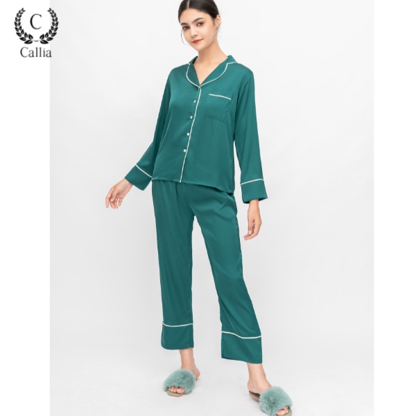 Bộ Đồ Ngủ Nữ Pijama Lụa Mặc Nhà Tay Dài Quần Dài Size Từ 42kg-62kg