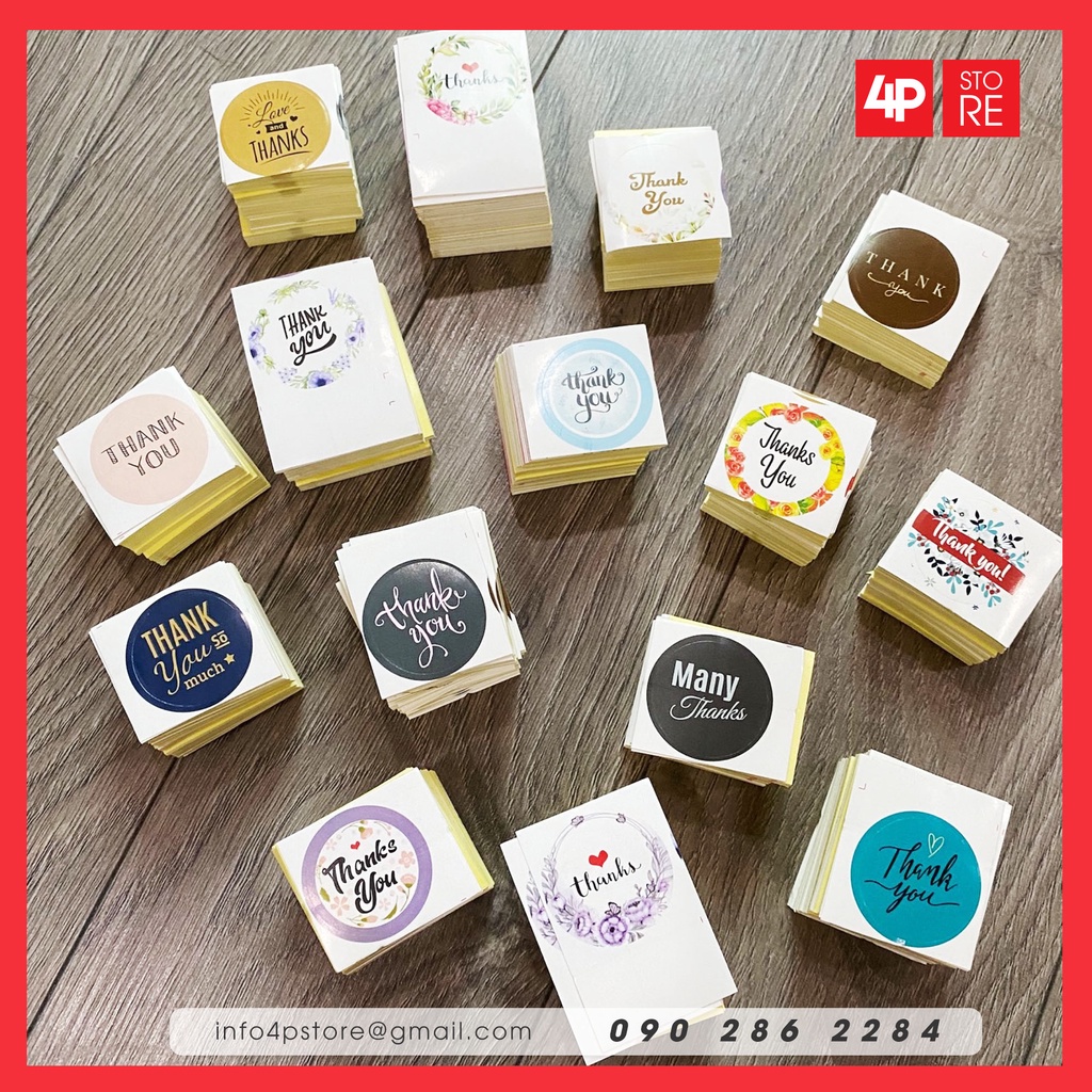 50 NHÃN DECAL TRÒN 3.5CM THANK YOU