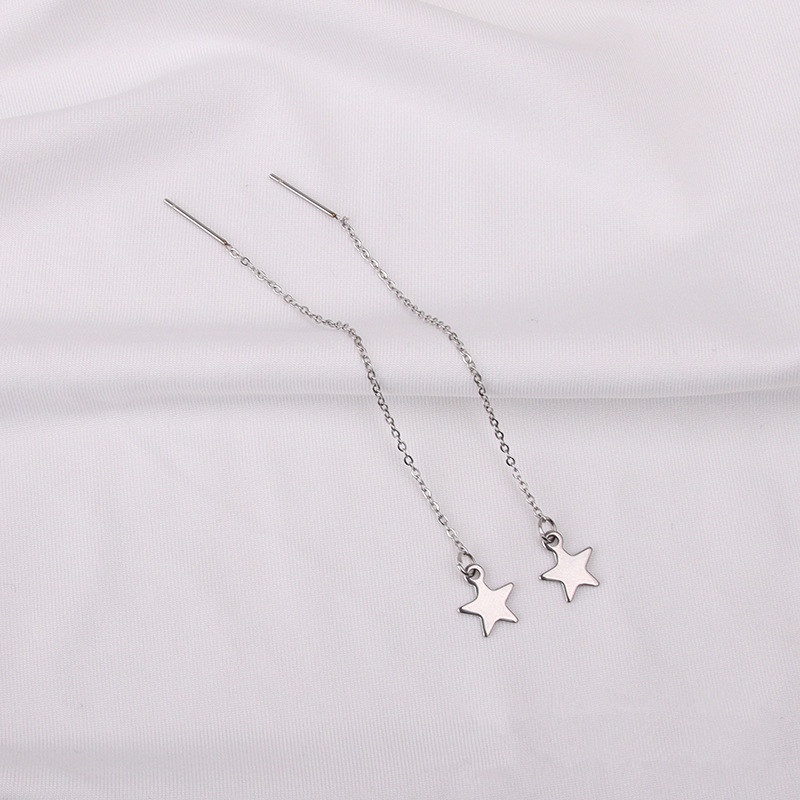 We Flower Bông tai dáng dài mạ bạc 925 hình mặt trăng ngôi sao xinh xắn dành cho nữ