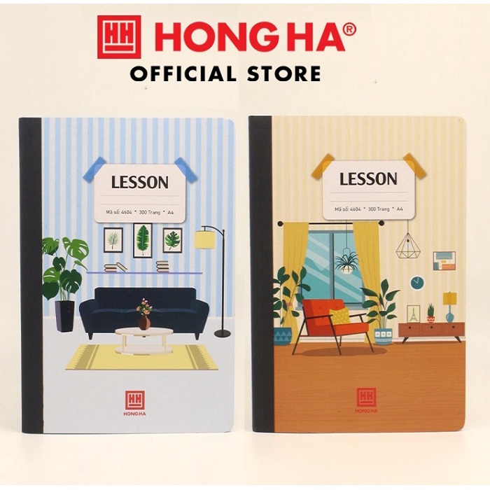 Sổ bìa bồi 300 trang A4 Lesson Hồng Hà 4604 / Sổ kẻ ngang có lề