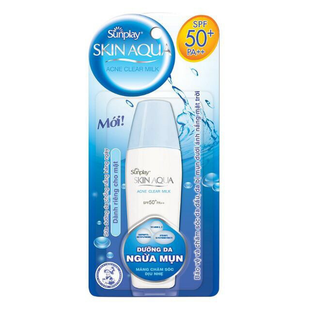 Kem chống nắng dưỡng da ngừa mụn Sunplay Skin Aqua Acne Clear Milk SPF50+, PA++++