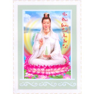 Tranh Thêu Chữ Thập 3D + Phụ Kiện Kết Hạt Cườm Hạt Đá Quan Âm Ngồi Tòa Sen EVA8525AC (KHÁCH TỰ THÊU) KT:47X65CM