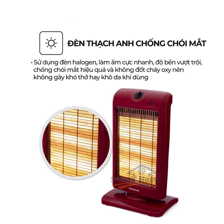 Đèn Sưởi Sunhouse 3 Bóng SHD7016 - Máy Sưởi Ấm Phòng Ngủ 3 Mức Nhiệt , Quay Tản Nhiệt Đều , Tự Ngắt Khi Đổ BH 12 Tháng