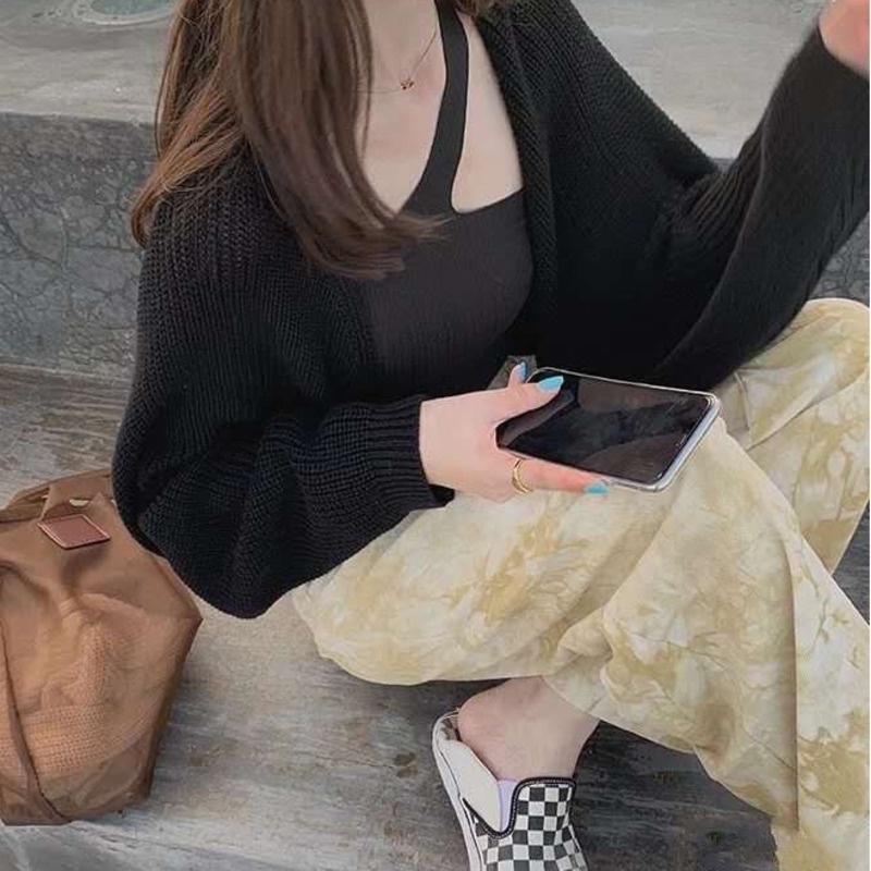Áo Dệt Kim Tay Dài Mềm Mại Cá Tính Thời Trang
