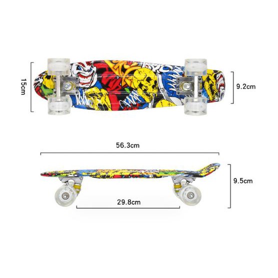 Ván Trượt  Nhựa Skateboard Penny Nhiều Màu (Bánh Xe Có Đèn LED-Bảo Hành 6 Tháng)