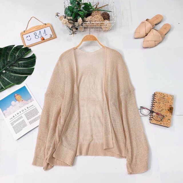 Áo khoác len mỏng tay rộng đủ màu + hồng cam.
