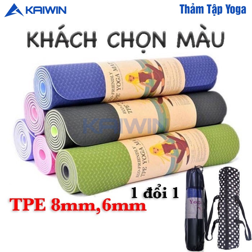 Thảm Tập Yoga Chống Trượt Cao Cấp KAIWIN Chất Liệu Cao Su Non Nguyên Khối Giúp Cột Sống, Đầu Gối Và Khủy Tay