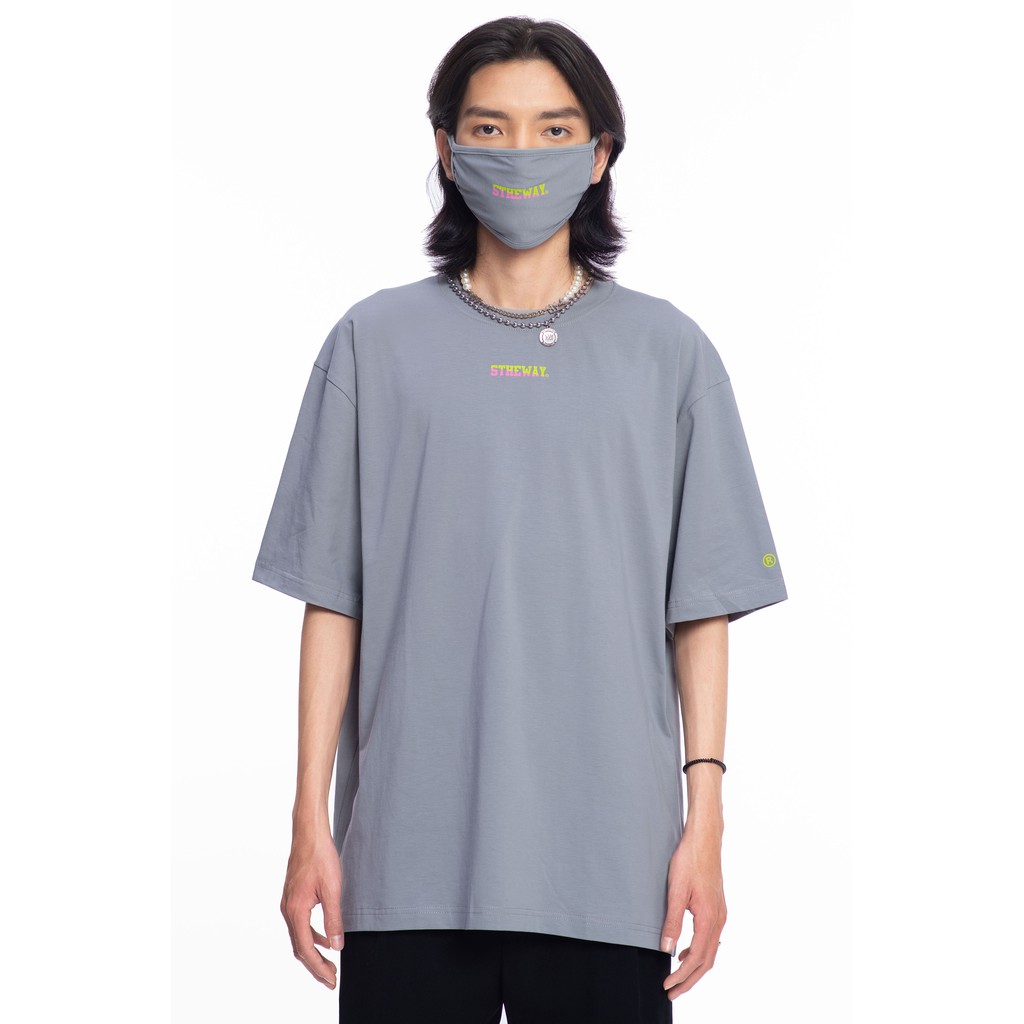 5THEWAY® /two-tone line/ LETTER MASK™ in NEUTRAL GRAY aka Khẩu Trang Xám