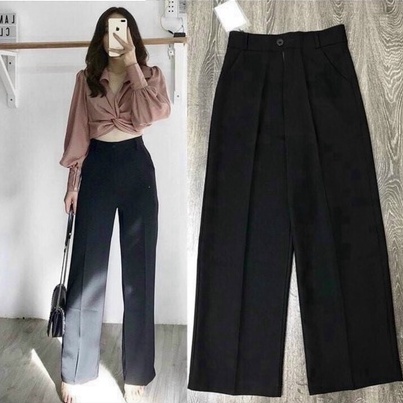 Quần ống suông Culottes cúc, khóa trước