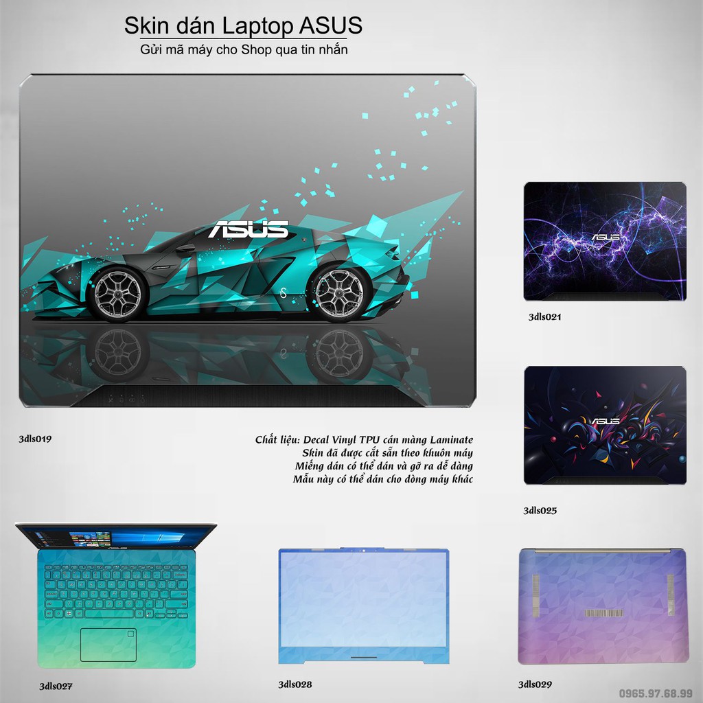 Skin dán Laptop Asus in hình 3D Image (inbox mã máy cho Shop)