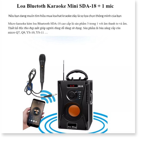 Loa Bluetooth A18 kèm MIC hát cao cấp - KAW K600, Loa kẹo kéo Công suất lớn, âm thanh cực chất lượng, CHÍNH HÃNG
