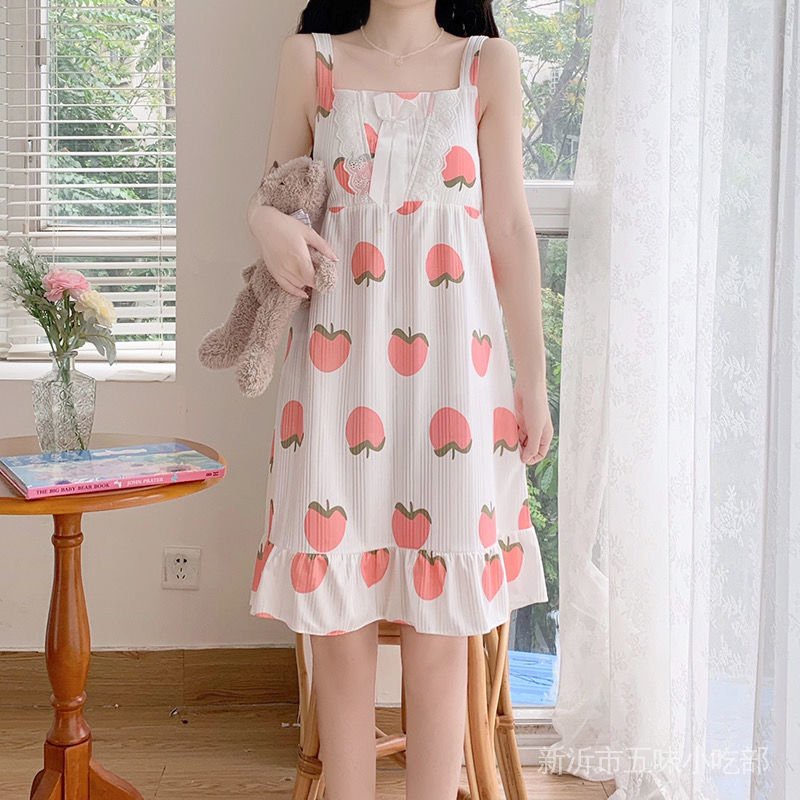 Đầm Ngủ Có Mút Đệm Ngực Phong Cách Công Chúa Thời Trang Mùa Hè Dễ Thương Cho Nữ