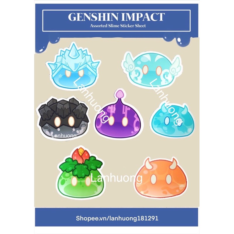 Set Decal nhãn dán slime genshin impact
