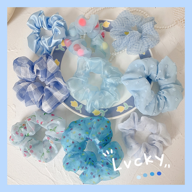 [HOT] màu xanh da trời Scrunchies Hoa Cúc Bươm Voan Cột Tóc Scrunchie Con Gái Chun Buộc Tóc Phụ Kiện Tóc | BigBuy360 - bigbuy360.vn