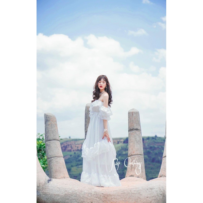 Đầm maxi bẹt vai sexy quyến rũ kèm ảnh thật