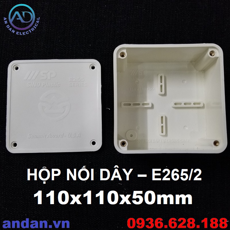 Hộp nối dây tự chống cháy 11x11x5cm, Hộp nối dây chống thâm 110x110x50mm E265/2