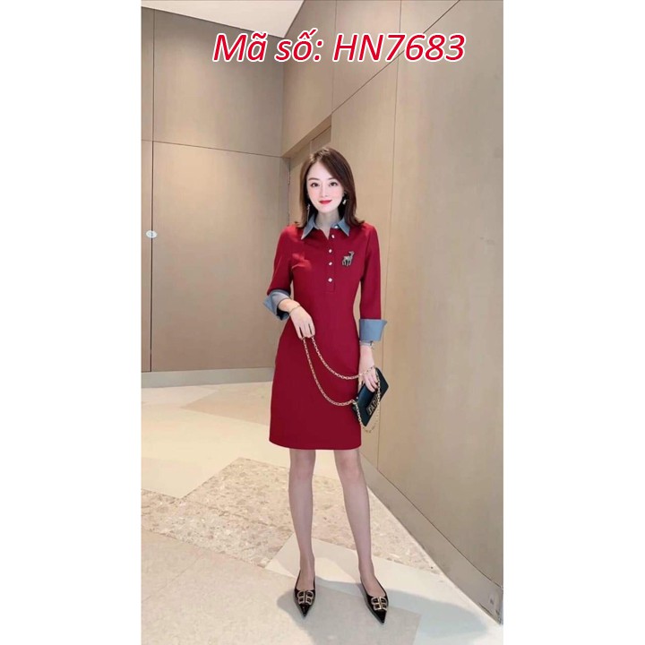 ⚡️ có đủ size ⚡️#HN7683 ĐẦM XÒE THUN CỔ SƠ MI CAO CẤP SANG TRỌNG CÓ SIZE LỚN - HÀNG NHẬP KHẨU