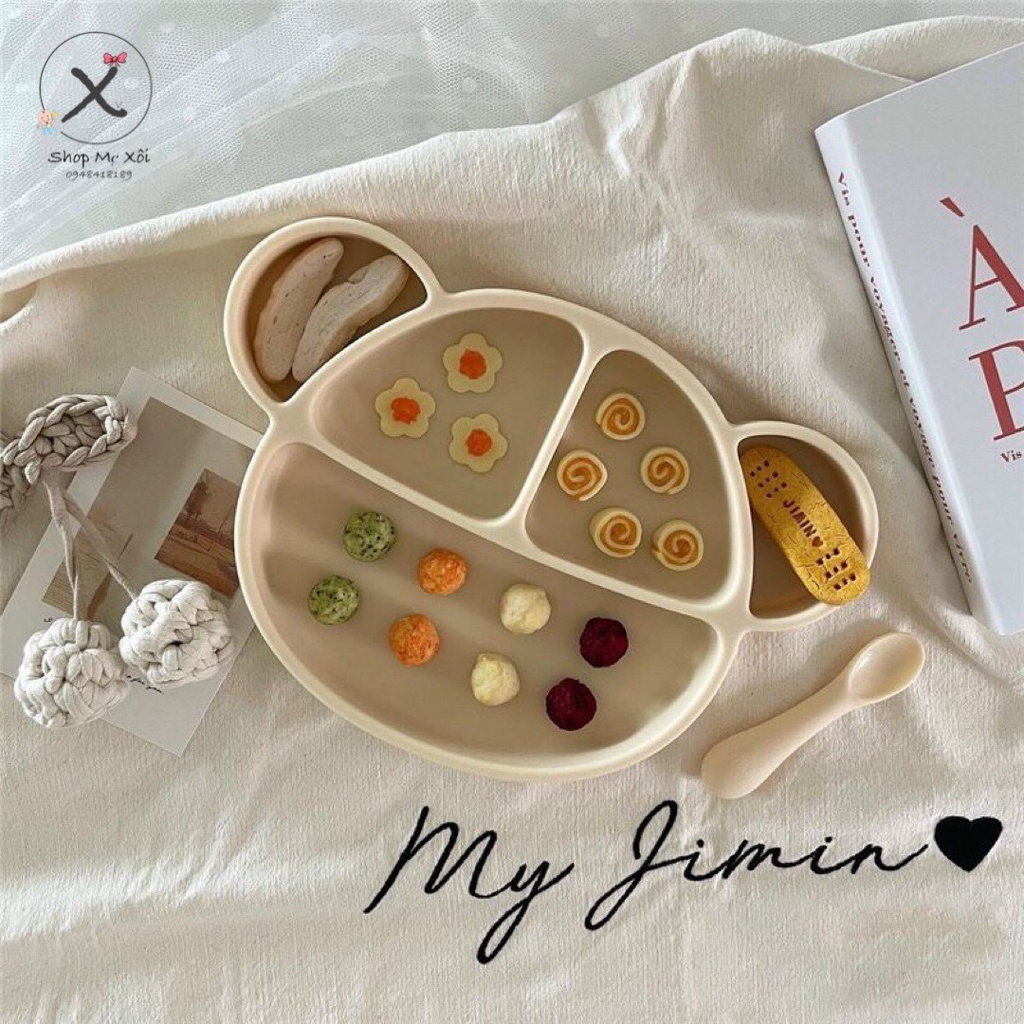 [ Chính hãng ] Khay ăn dặm gấu kèm nắp silicon siêu xịn Bar Rot