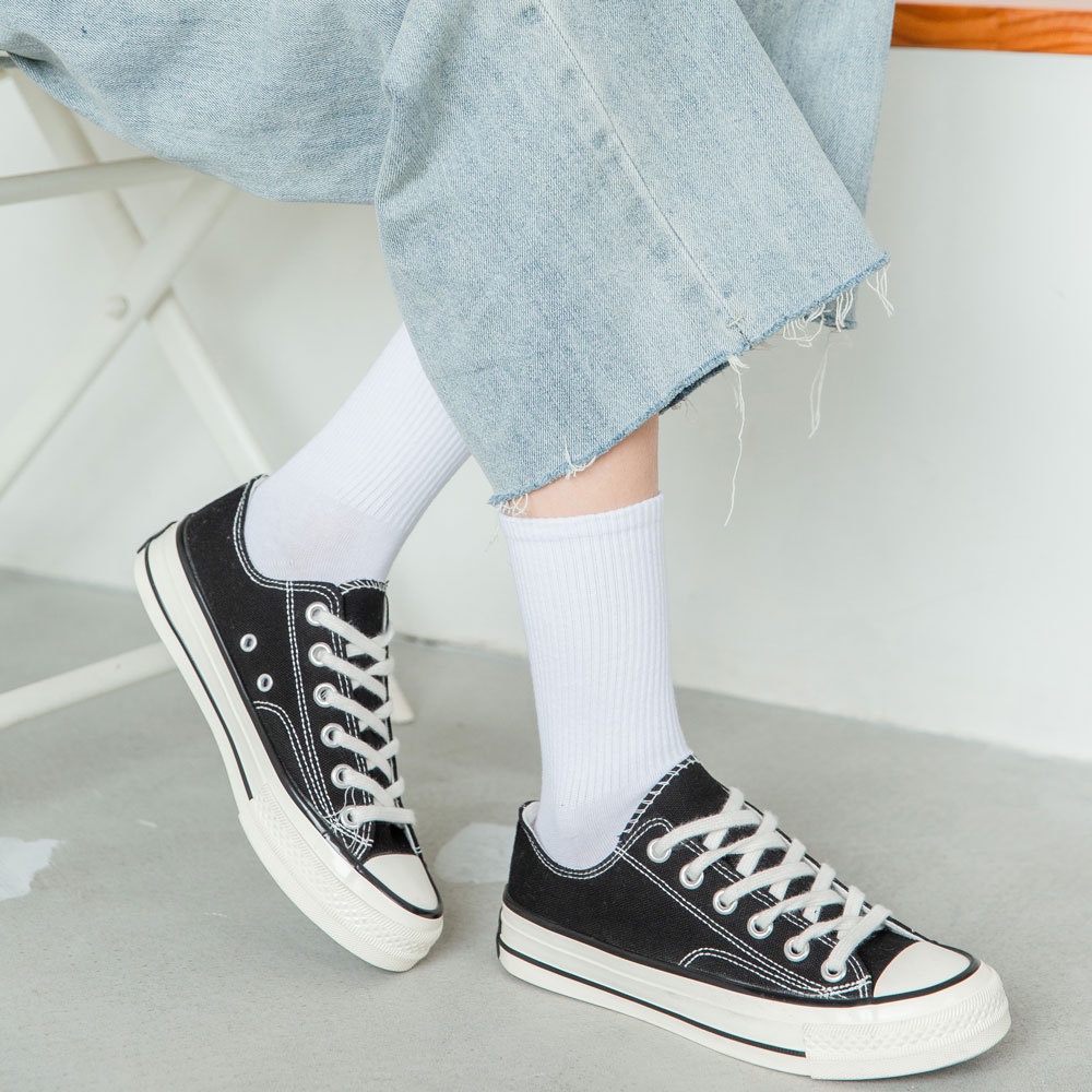 Tất Trơn Pha Sọc Gân Ngắn - Dài Freesize ERASHOP 079447 - Đơn Giản, Basic, Phù Hợp Mang Giày Sneaker, Rẻ Đẹp