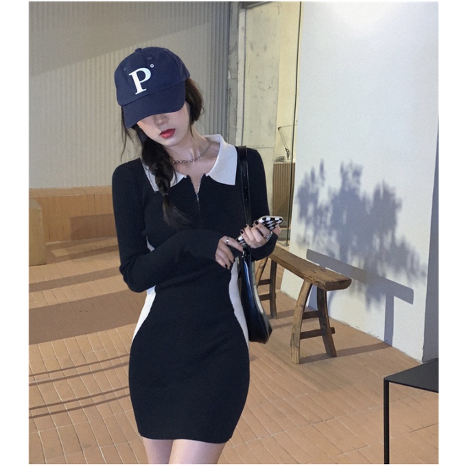 Váy đầm POLO body dài tay,Đầm Váy  Body  Nữ Ngắn HOT TREND Yohamy_officialstore