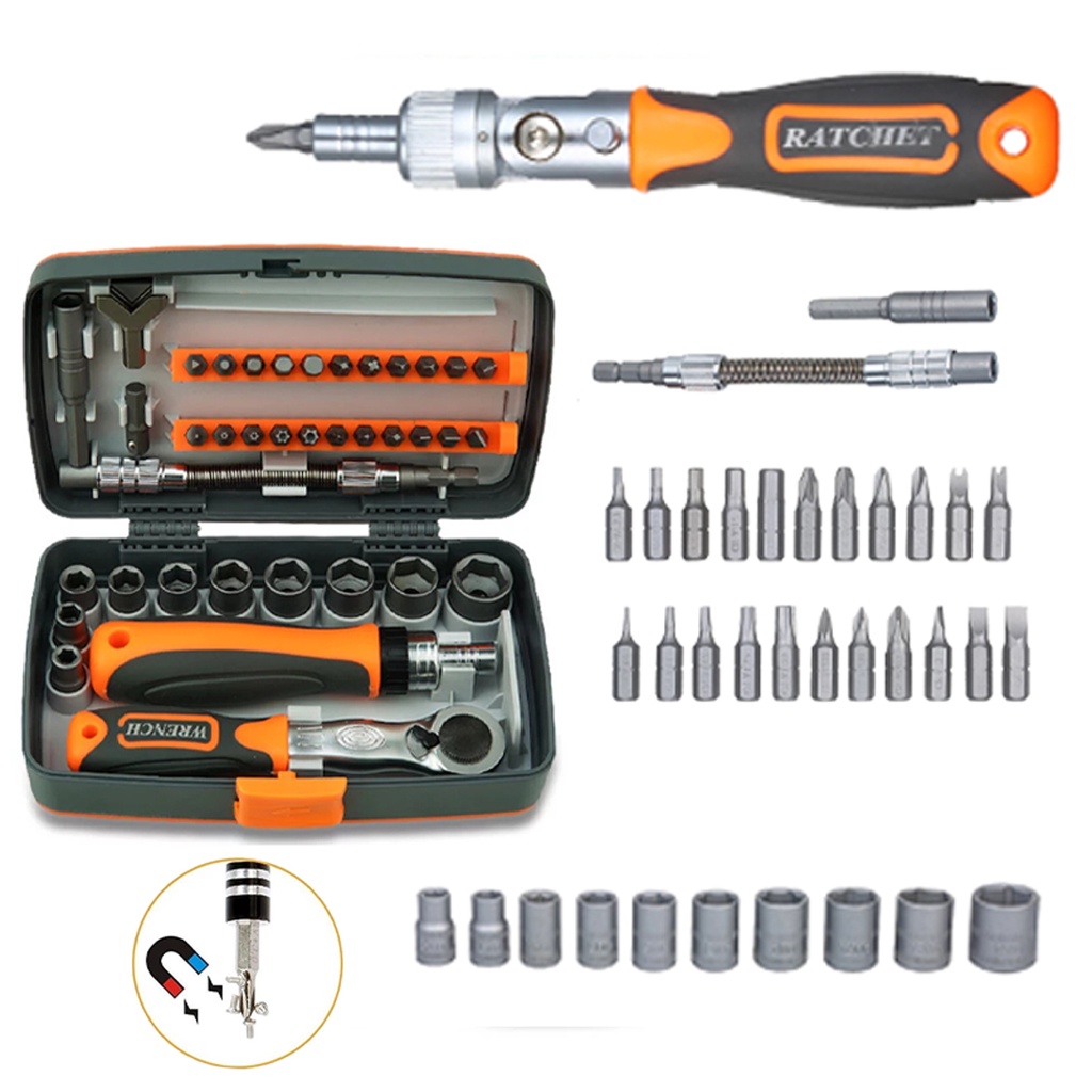 Bộ Tua Vít Đa Năng 38 Chi Tiết Tích Hợp Tay Cầm Cờ Tròng Cóc Có Từ Tính Tiện Dụng Kavisota