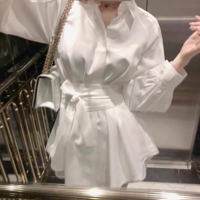Áo sơ mi Dây Eo Kèm Quần,Set áo Dài Nữ Quần Đùi, set vest, Chất Đũi 2 Màu, set đi biển
