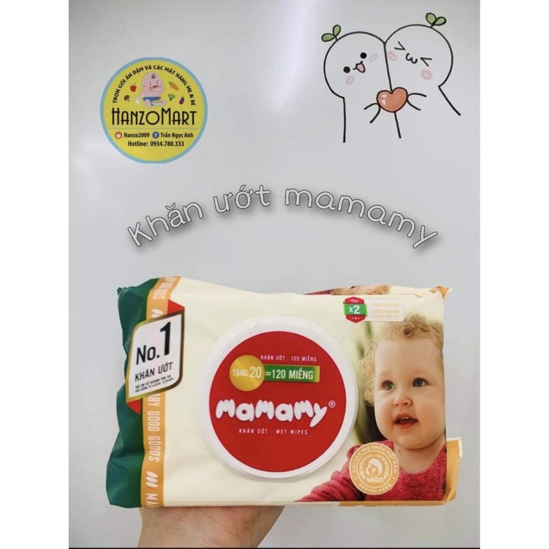 Khăn giấy ướt Mamamy 80 tờ có nắp không mùi