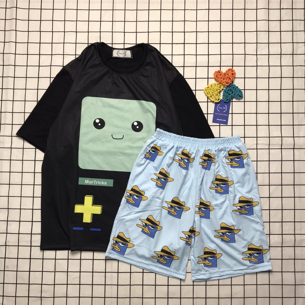 Set Bộ Cartoon In hình 3D TIVI cực xinh Lapi VN -chất liệu vải thun cotton co dãn 4 chiều,mịn, freesize &lt;70kg