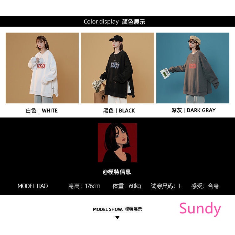 Áo sweater plus size tay dài dáng rộng phong cách thời trang hàn quốc cho nữ