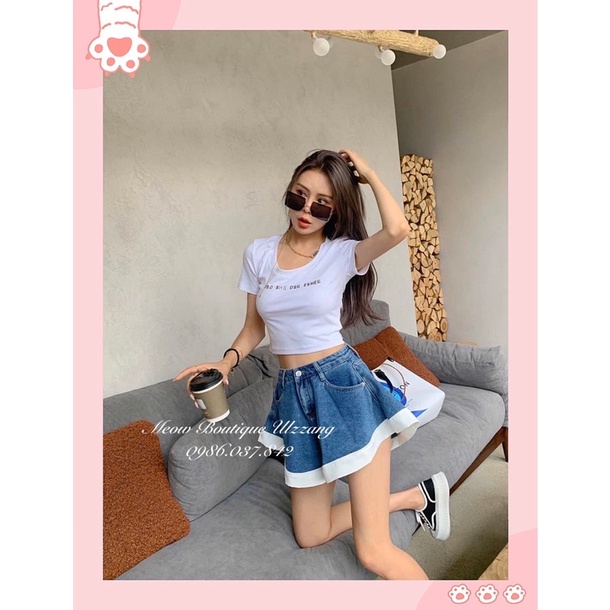 Quần sooc jeans đùi cạp cao xoè phồng cực lạ siêu hack chân tôn dáng phong cách ulzzang kèm ảnh thật hàng đẹp