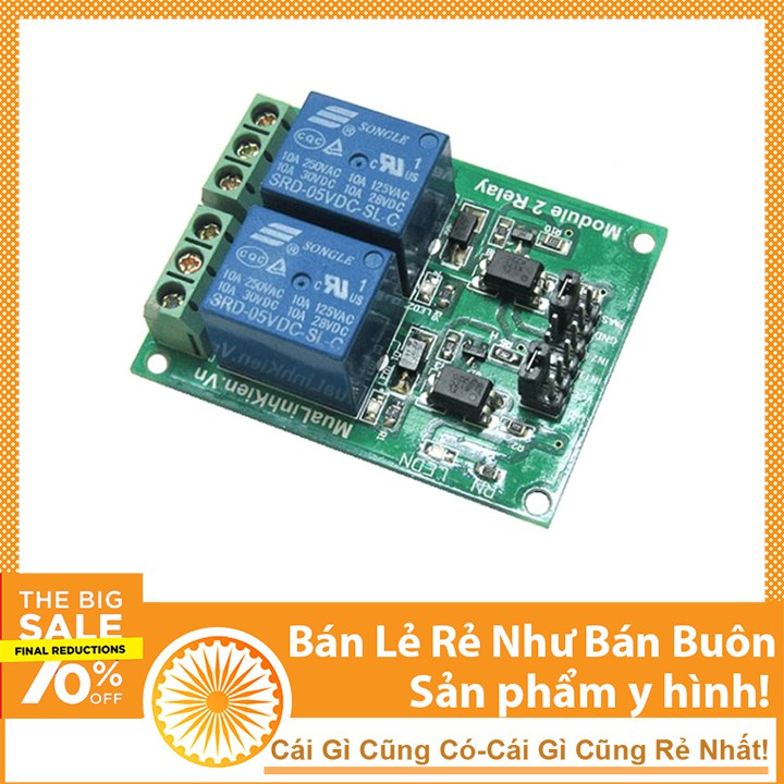 Module Relay 5V 2 Kênh 10A Cách Ly Quang