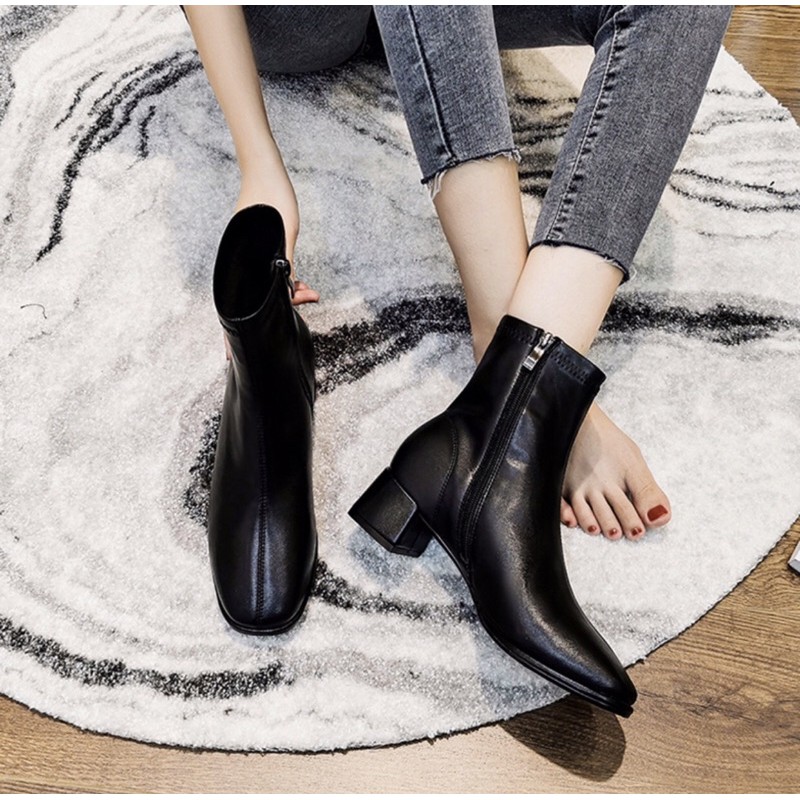 Boot nữ cổ thấp - boot ngắn cổ - boot Martin mũi vuông phiên bản Hàn Quốc - Giày ngắn cổ - Boots nữ đẹp. | BigBuy360 - bigbuy360.vn