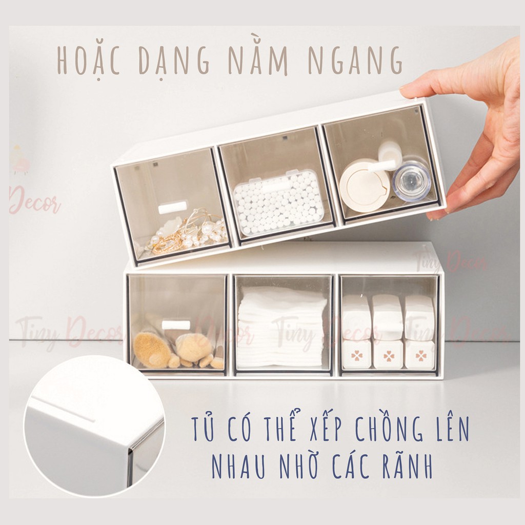 Tủ Mini, Decor Bàn Học, 3 Ngăn Kéo, Tủ Mini Để Bàn, Hộp Nhựa