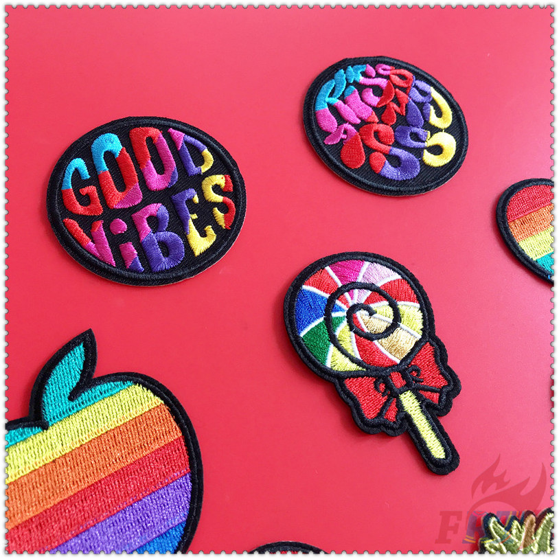 Miếng ủi thêu trang trí quần áo hình cầu vồng xinh xắn