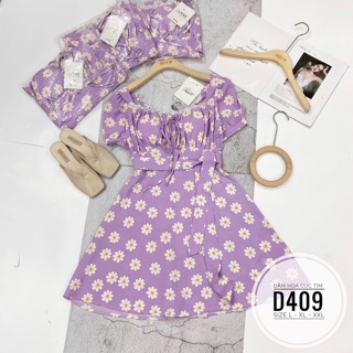 Bigsize Đầm hoa cúc tím D409