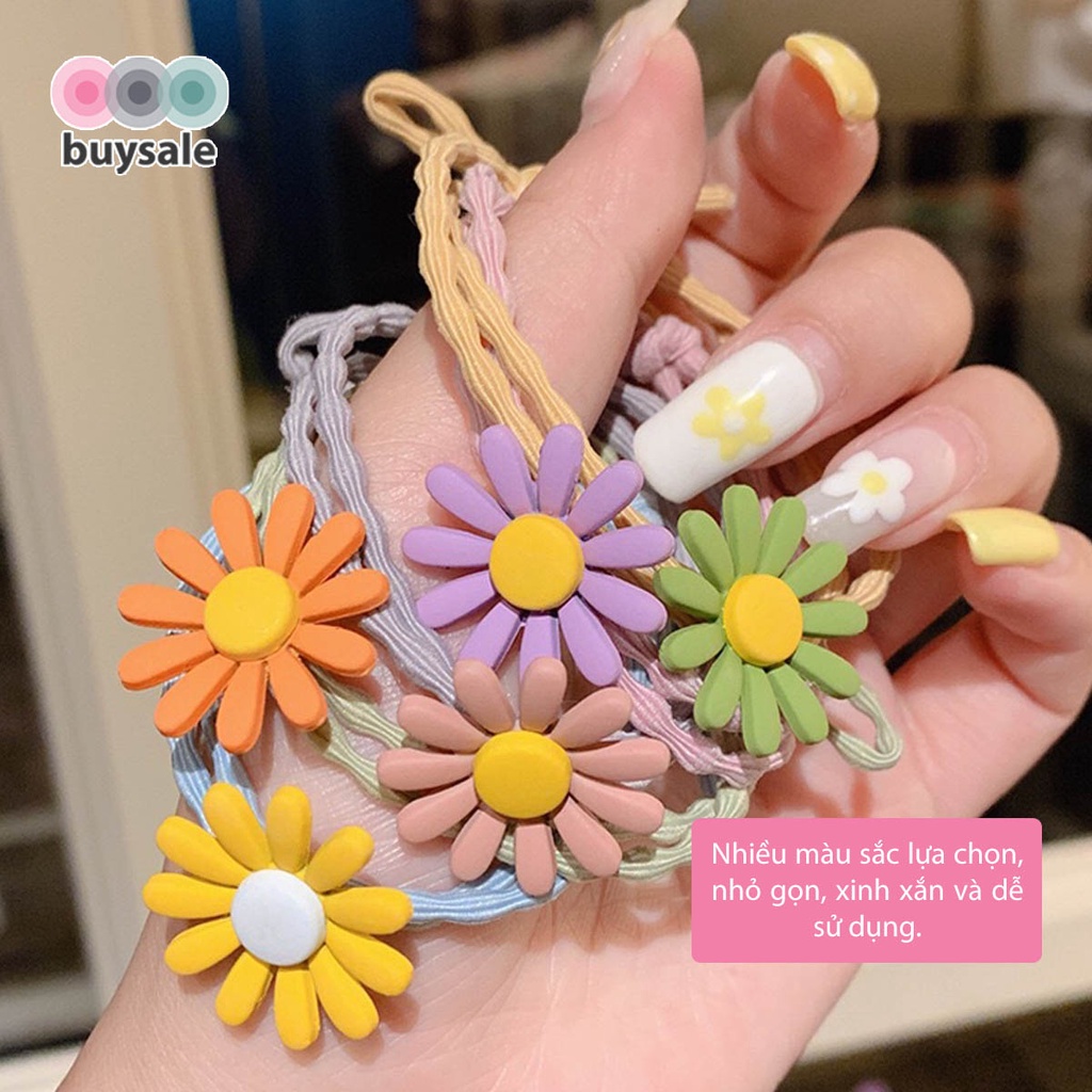 Dây thun cột tóc hình hoa cúc phong cách nữ tính Hàn Quốc siêu co giãn bánh bèo nhiều màu sắc - Buysales - BSPK259