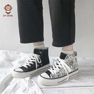 GIÀY CARTOON CỔ CAO SNEAKER - BUỘC DÂY DÁNG THỂ THAO DỄ PHỐI ĐỒ ÊM CHÂN ĐẾ CAO 2CM