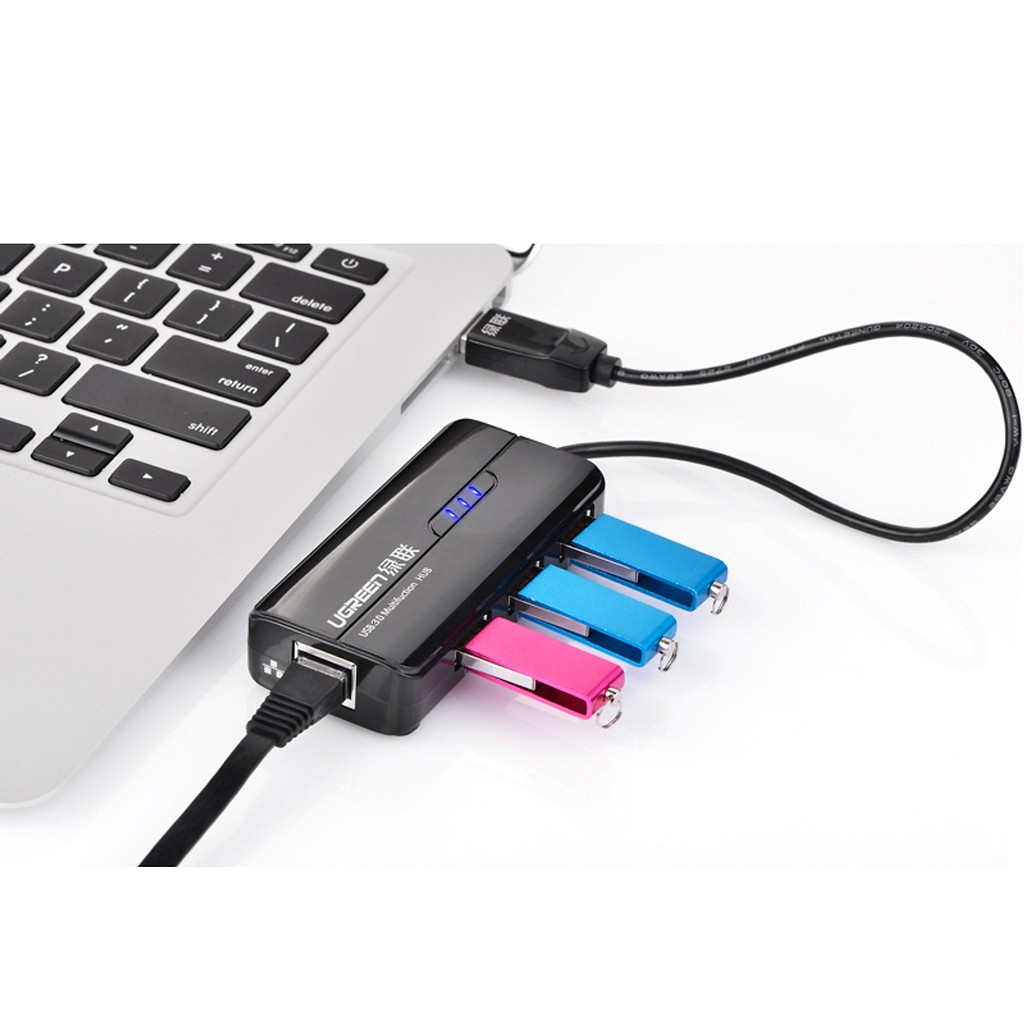 Hub chia USB 3.0 ra 3 cổng tích hợp cổng Ethernet Ugreen 20266