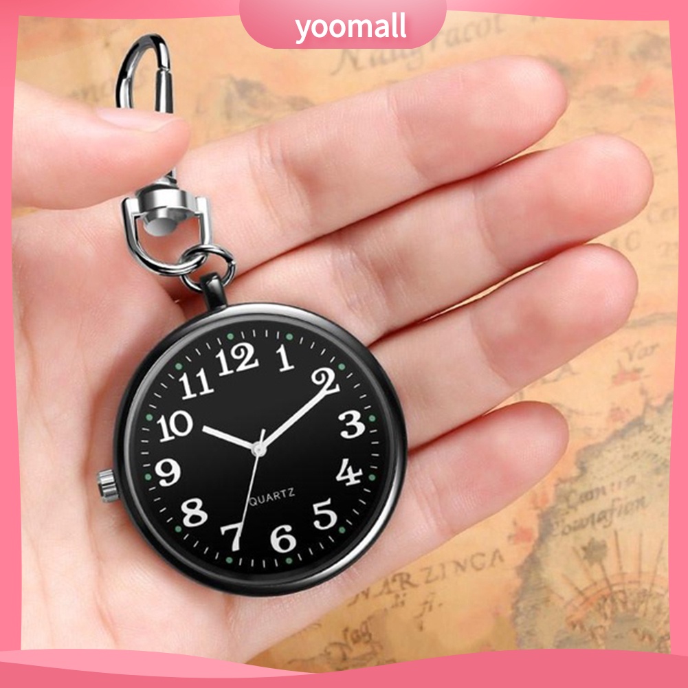 Đồng Hồ Bỏ Túi Có Móc Khóa Hình Tròn Thời Trang Unisex