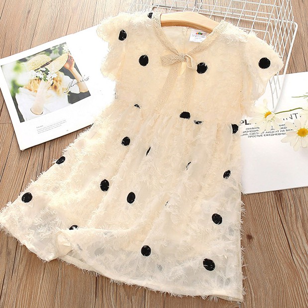 [SALE HOT 2020]Váy trẻ em tiểu thư TT10 chấm bi trắng ren hai lớp hàng quảng châu cao cấp cho mùa hè