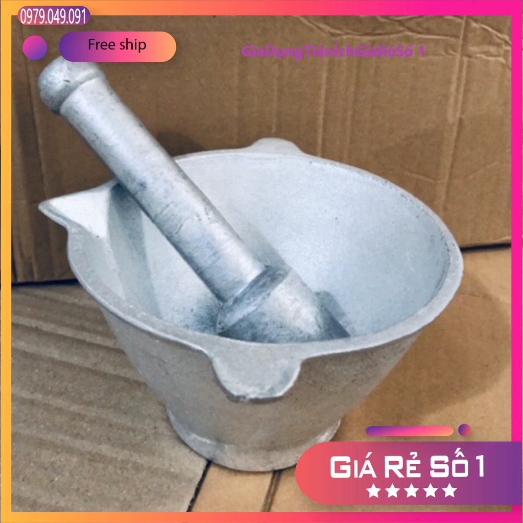 Bộ Cối Chày Gang Nguyên Khối Hàng Đẹp Dầy Dặn Miệng 15-17cm ⚡️⚡️⚡️⚡️⚡️