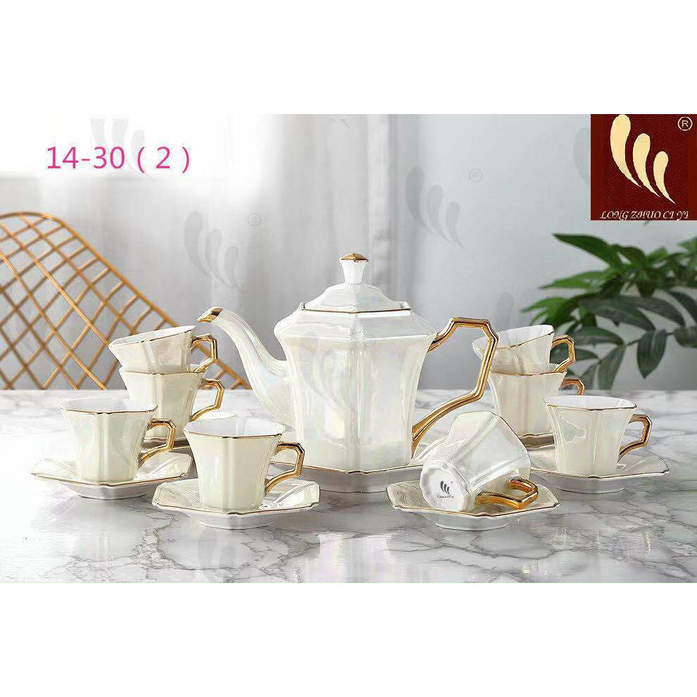 BỘ ẤM CHÉN TÁCH SỨ XƯƠNG HỌA TIẾT HOA ANH ĐÀO