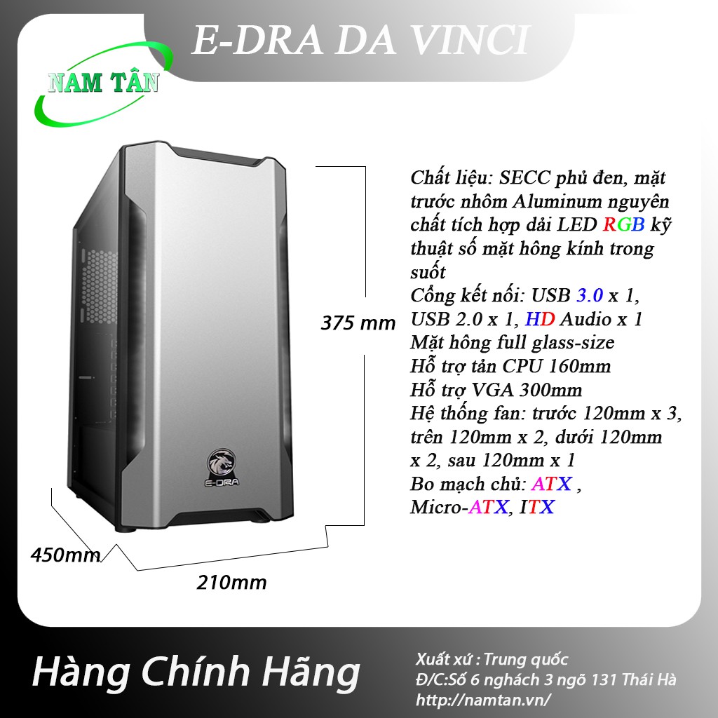 Vỏ máy tính - Case E-Dra Da Vinci