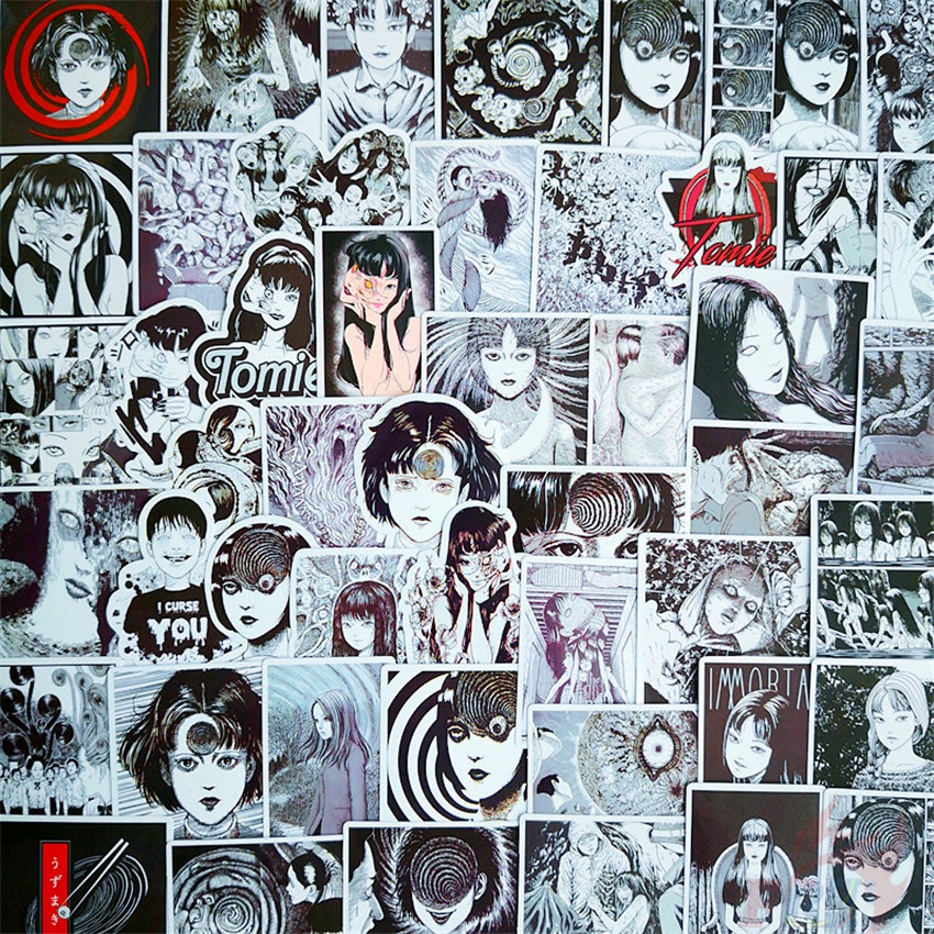 108Pcs/Set ❉ Junji Ito Classical Horror Comics Series B Stickers ❉ Manga Tomie Uzumaki Souichi Tsujii DIY Fashion Mixed Waterproof Doodle Decals Stickers