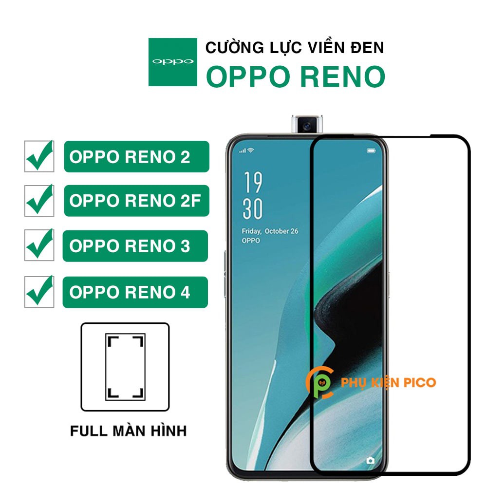 Kính cường lực Oppo Reno 2F / Oppo Reno 3 full màn hình viền đen siêu mỏng độ cứng 9H - Dán màn hình Oppo Reno 2F